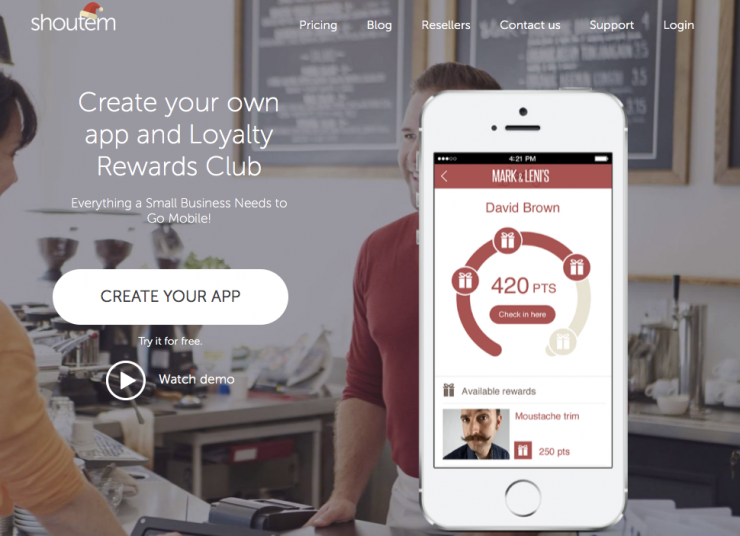 Shoutem allows you to build your own loyalty program for mobile devices