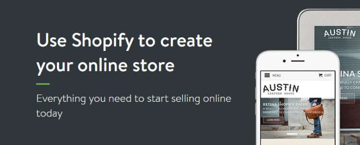 Shopify's online store builder page