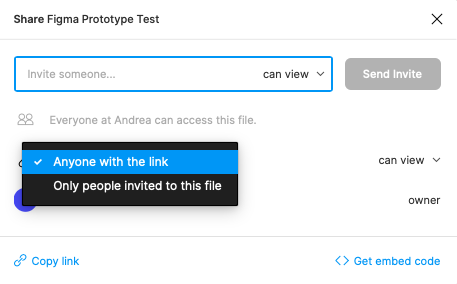 Screenshot Figma Prototype Sharing