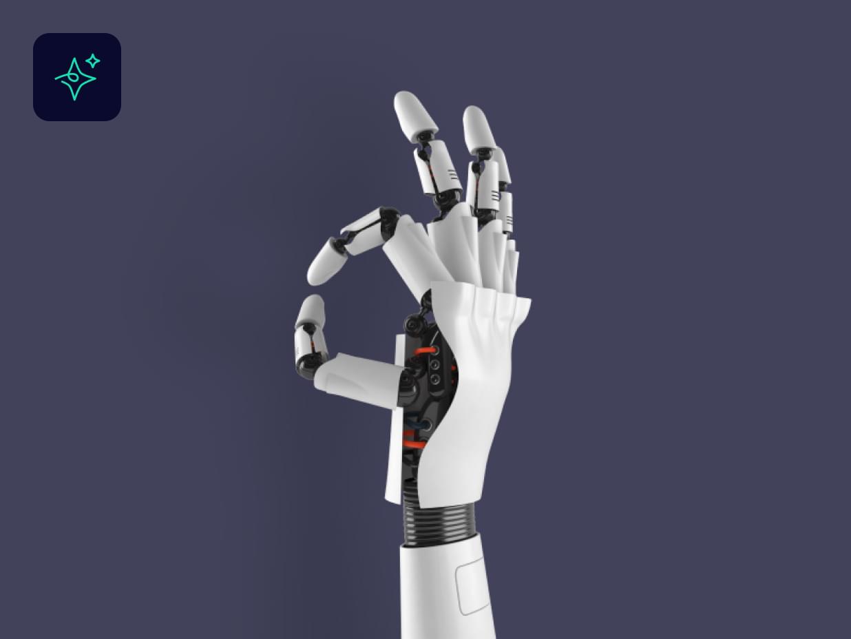 Robotic arm making an OK sign with its fingers